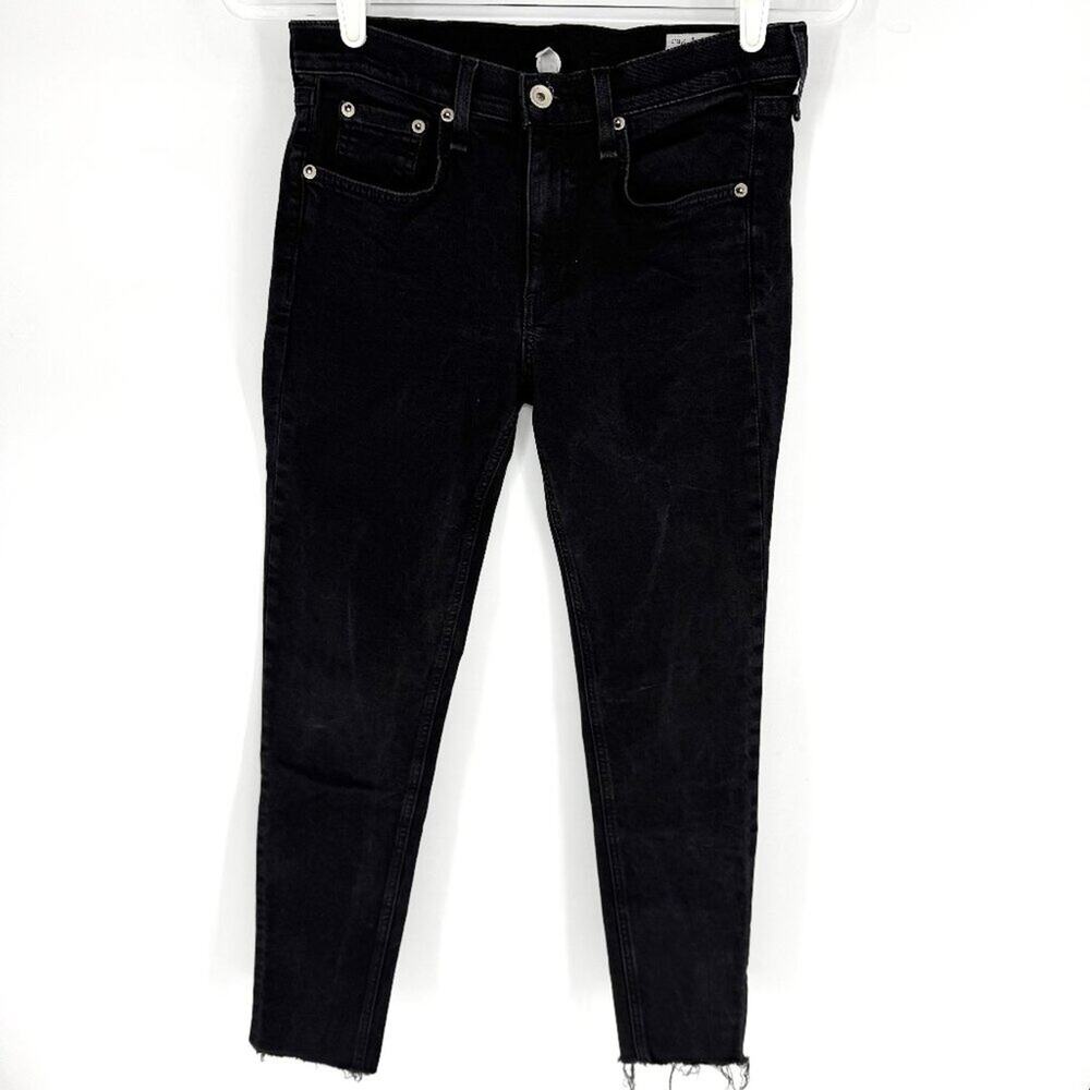 Rag and Bone Ankle Skinny Raw‎ Hem Black Size 28